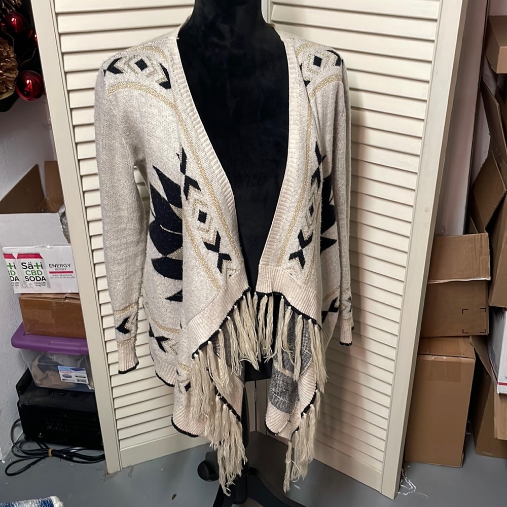 Beulah wrap cardigan sweater, Aztec print
